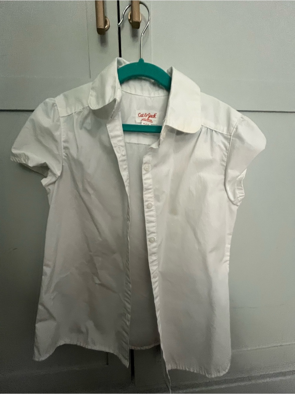 Cat & Jack White Short Sleeve Girls' Button Down Shirt